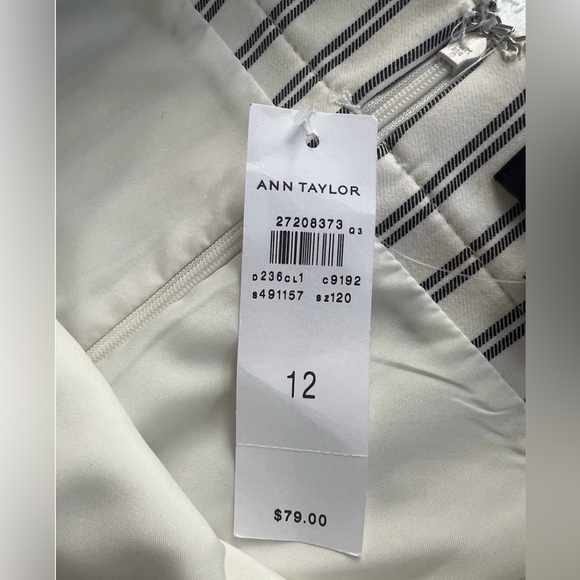 Ann Taylor Striped A-Line Skirt Size 12
White Black Belted Career Office - Picture 6 of 12